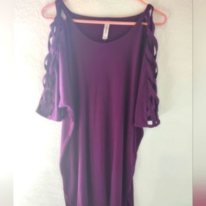 Large purple cold shoulder top